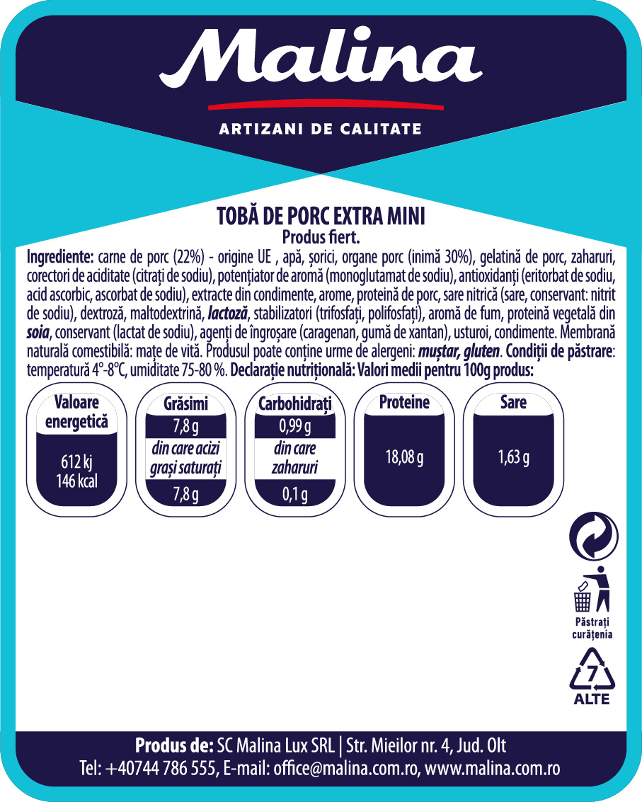 Tobă de porc extra mini